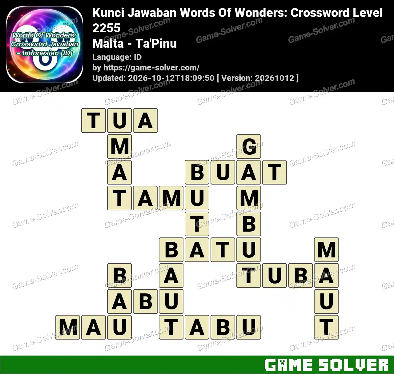 Kunci Jawaban Words Of Wonders: Crossword Level 2255 – Malta – Ta’Pinu